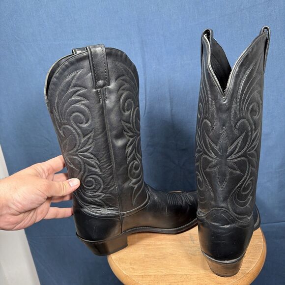 Vintage ACME Western Cowboy Boots Black Men\'s Size 9.5 EXTRA WIDE main image 8